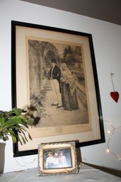 Framed Signed Etching By James Dobie After Walter Dendy Sadler When The Heart Was Young