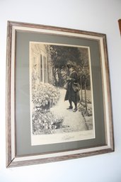 Framed Etching Print The Postman (Twixt Hope And Fear) After Walter Dendy Sadler By James Dobie