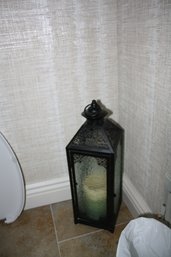 Moroccan-Style Black Metal & Glass Decorative Candle Lantern