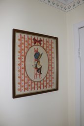 Vintage 1970s 'Sitting Pretty' Crewel Embroidery Girl
