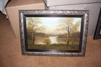 G. Bullen Style River Landscape Framed Oil Painting Signed
