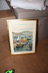 'Scenes Of Venice I' Framed Harbor Scene Lithograph Signed