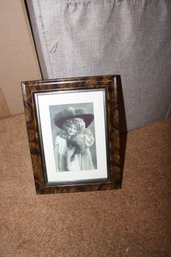 Framed 1910 Handwritten Postcard In Tortoise Pattern Frame