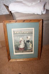 'A Dutch Bargain' Hand-Colored Engraving Lithograph