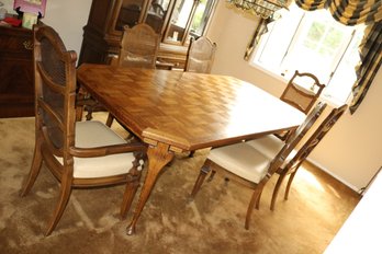 French Style Oak Dining Table With Parquet Inlay Top Ground Floor