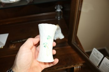 Belleek Mini Colleen Basket Weave Shamrock Vase