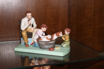 Norman Rockwell Washing Our Dog Porcelain Figurine