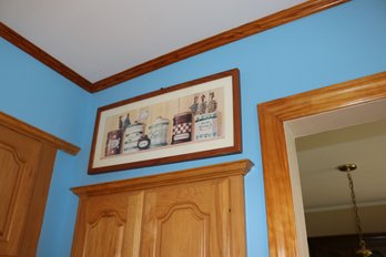 Vintage Kitchen Spice And Herb Jar Print In Wooden Frame