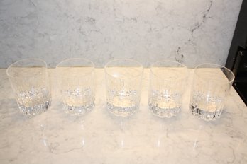 Baccarat Rotary Crystal Double Old Fashioned Set Of 5 Minor Ware Some Chips Scuffs. No Damage On Rim