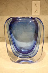 Murano Sommerso Glass Vase By Luigi Onesto Rare Large Size