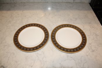 Thun Bohemia Fine Porcelain Plates With Platinum And Gold Rim Stunning Mirror Finish 6.75 Inch