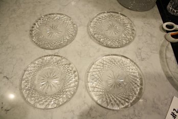 Waterford Vintage Cut Crystal Plate With Starburst And Diamond Pattern Set Of 4 #2