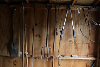 Vintage Garden Hand Tools With Shovels Forks And Loppers