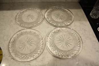 Waterford Vintage Thistle Cut Crystal Bread & Butter Plates Starburst Design Set Of 4 8.25 Inches