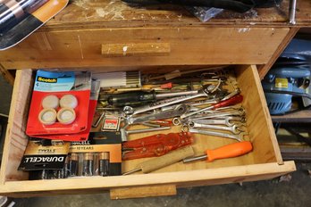 Assorted Wrenches Screwdrivers And Workshop Supplies Drawer