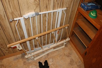 White Metal Walk Through Safety Gate With Rail