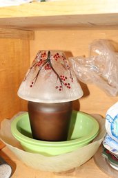 Frosted Crackle Glass Candle Shade Berry Design