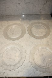 Set Of 4 Lalique Honfleur Crystal Plates Set (Geranium Leaf Border) #2