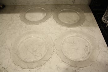 Set Of 4 Lalique Honfleur Crystal Plates Set (Geranium Leaf Border) #1