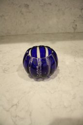 Faberge Parallele Cobalt Cut-to-Clear Crystal Votive Candle Holder Has Hole