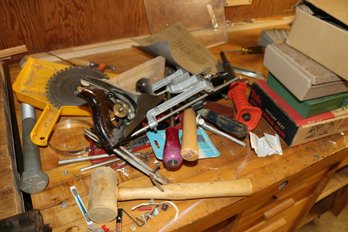 Woodworking Hand Tools Assortment With Planes And Mallet