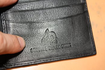 Genuine Shark Skin Black Leather Bi-Fold Wallet