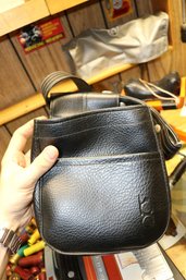Black Pebble Grain Leather Shotgun Shell Pouch Belt Bag
