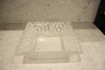 Lalique Roses Crystal Square Bowl