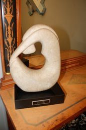 Corazone Stone Hand Carved Sculpture Statue Original By R. Levinson With Black Base