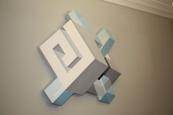 Shozo Nagano Original 3-D Painting On Canvas Optical Art 1973