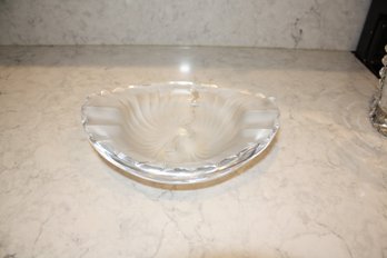 Signed 'Lalique France' Nancy Crystal Cendrier Ashtray Frosted Dish Bowl Vintage