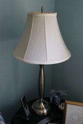 Brushed Nickel Spindle Table Lamp With Bell Shade