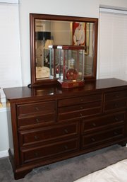 Universal Furniture Dark Brown Dresser With Framed Mirror