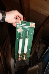 Holiday Traditions Vintage Battery-Operated Brass Candlestick Welcome Lamps Set