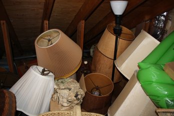 Vintage Assorted Lamp Shades And Lighting Fixtures Collection
