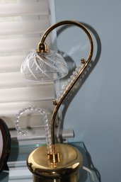 Brass Gooseneck Lamp With Crystal Beaded Shade