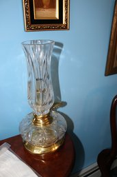 Dresden Cut Crystal Hurricane Table Lamp Brass Accents