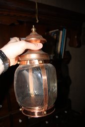 Vintage Hazel Atlas Glass And Copper Nautical Lantern Humidor Candy Jar