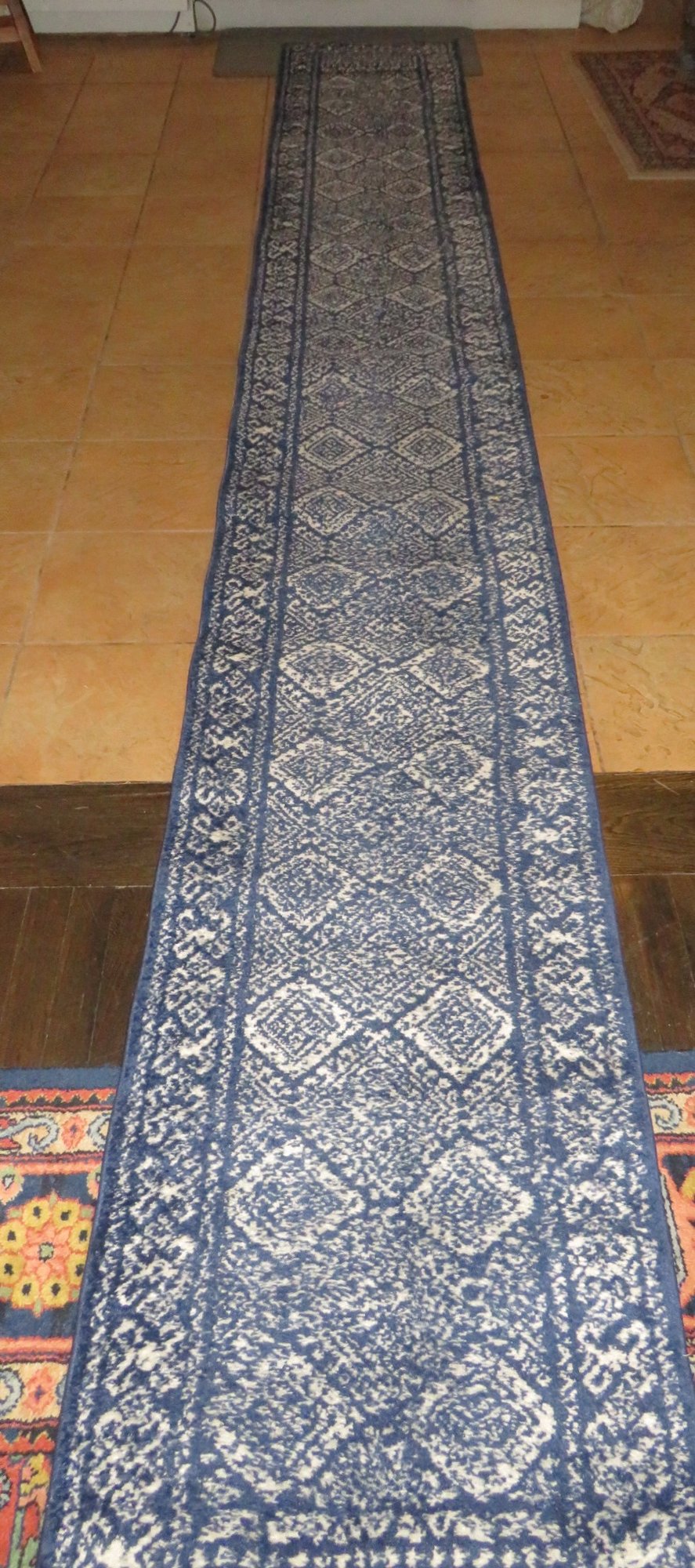 LONG Runner Rug 15 Geet Longx 2 Feet Wide Blue And White Grecian Style ...