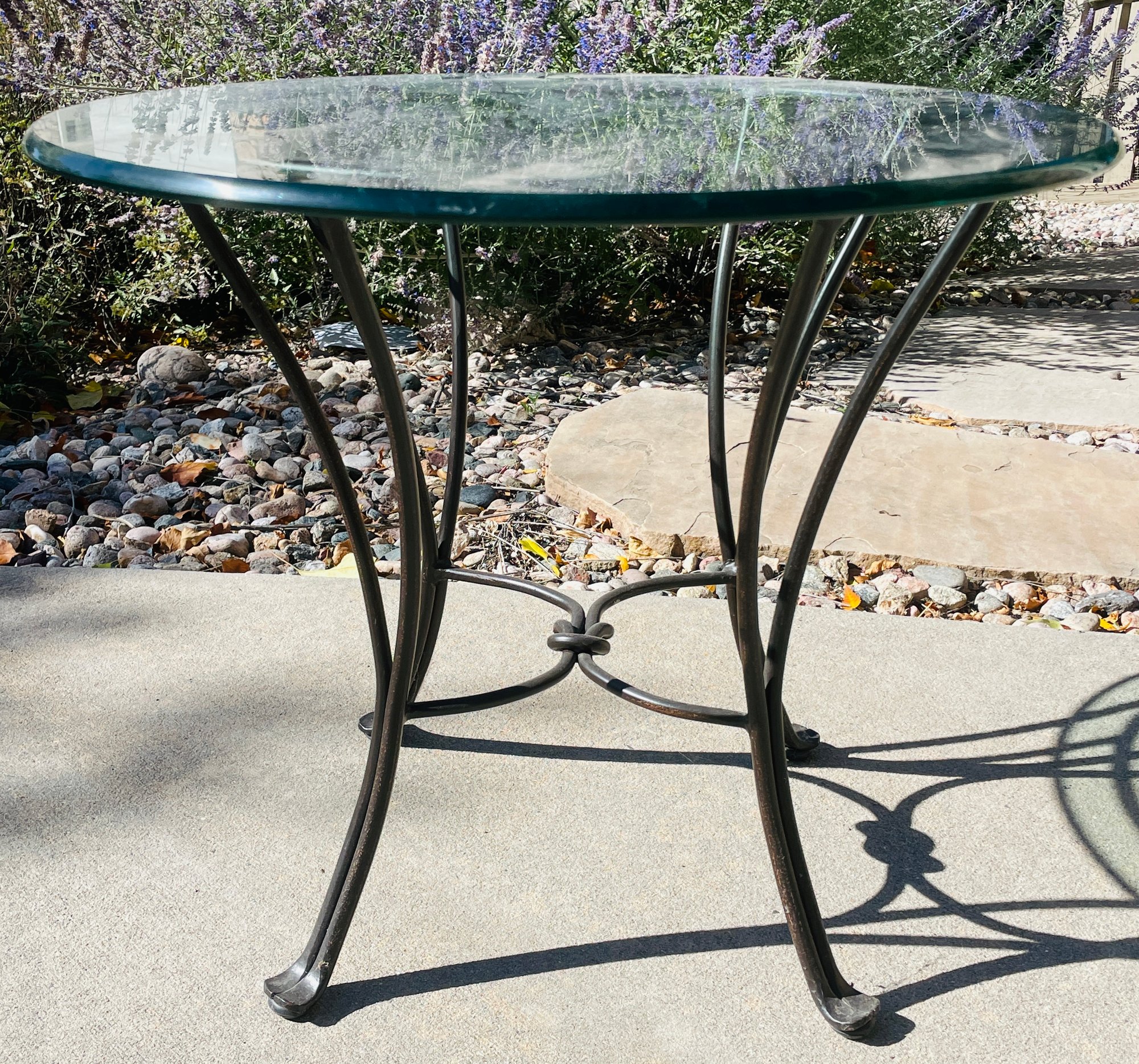 Small Glass Top Patio Side Table #157783 | Auctionninja.com