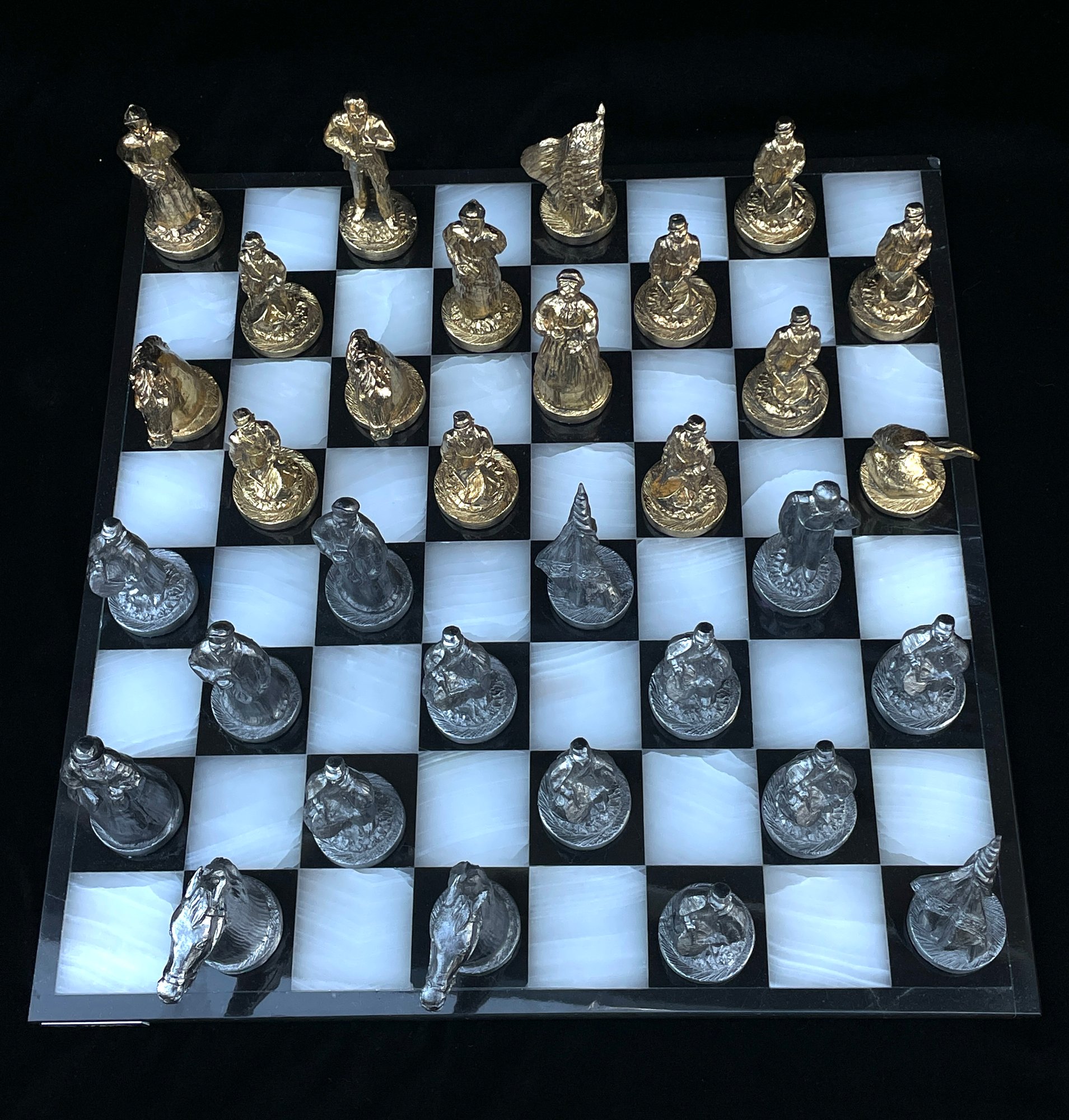 Original Michael Ricker Civil War, Gold And Pewter Chess Set W. CoA ...