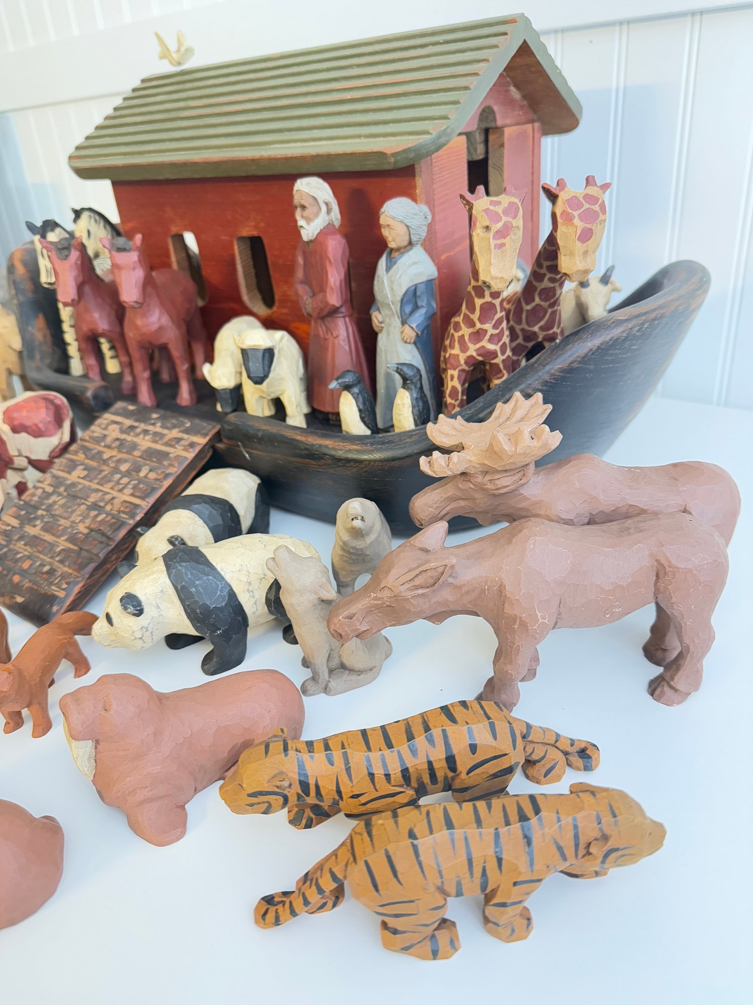 Wolf Creek Carved Noah's Ark Set With 19 Pairs Of Animals #218296