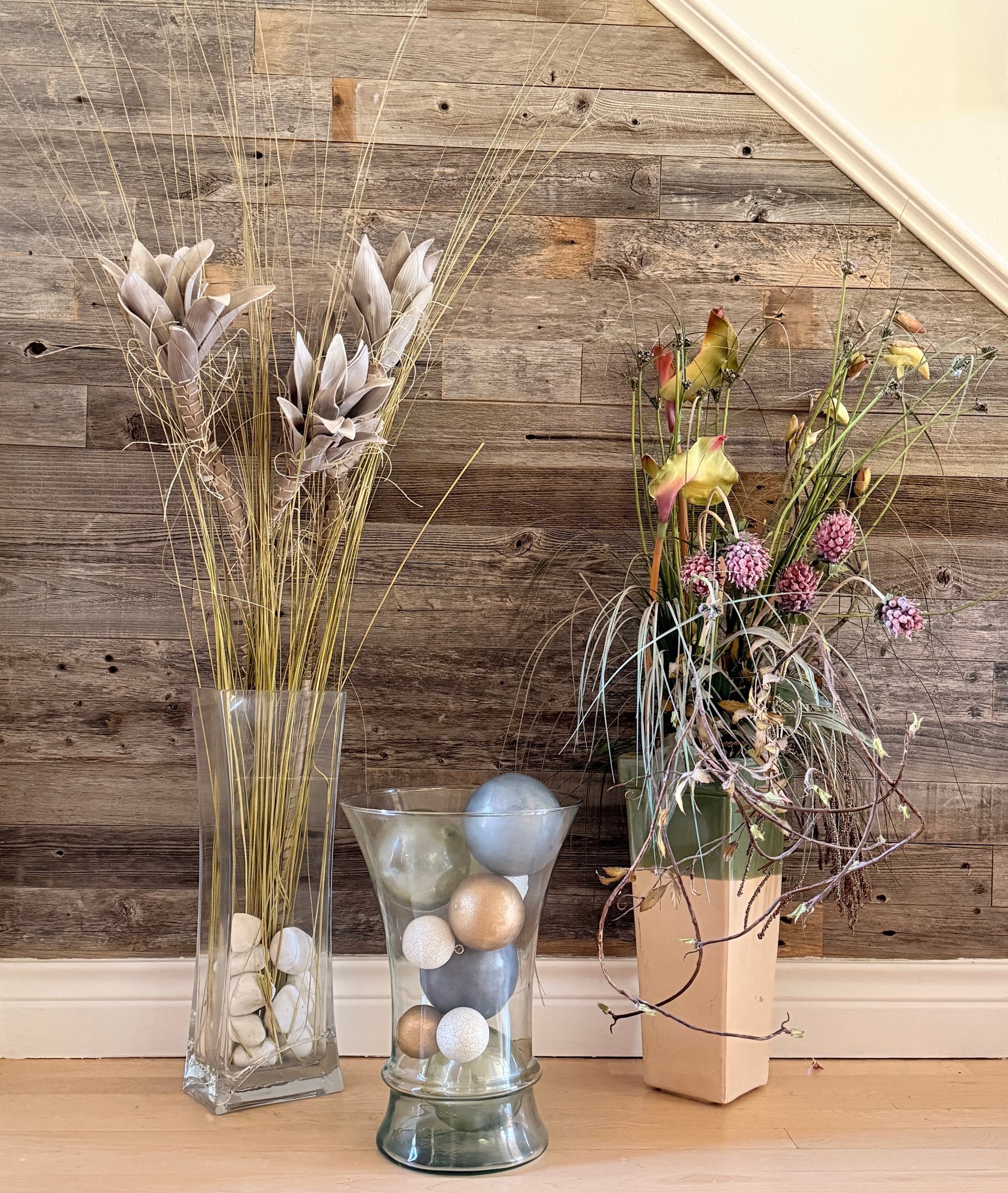 Decorative Vases With Floral Arrangements And Glass Balls #258383