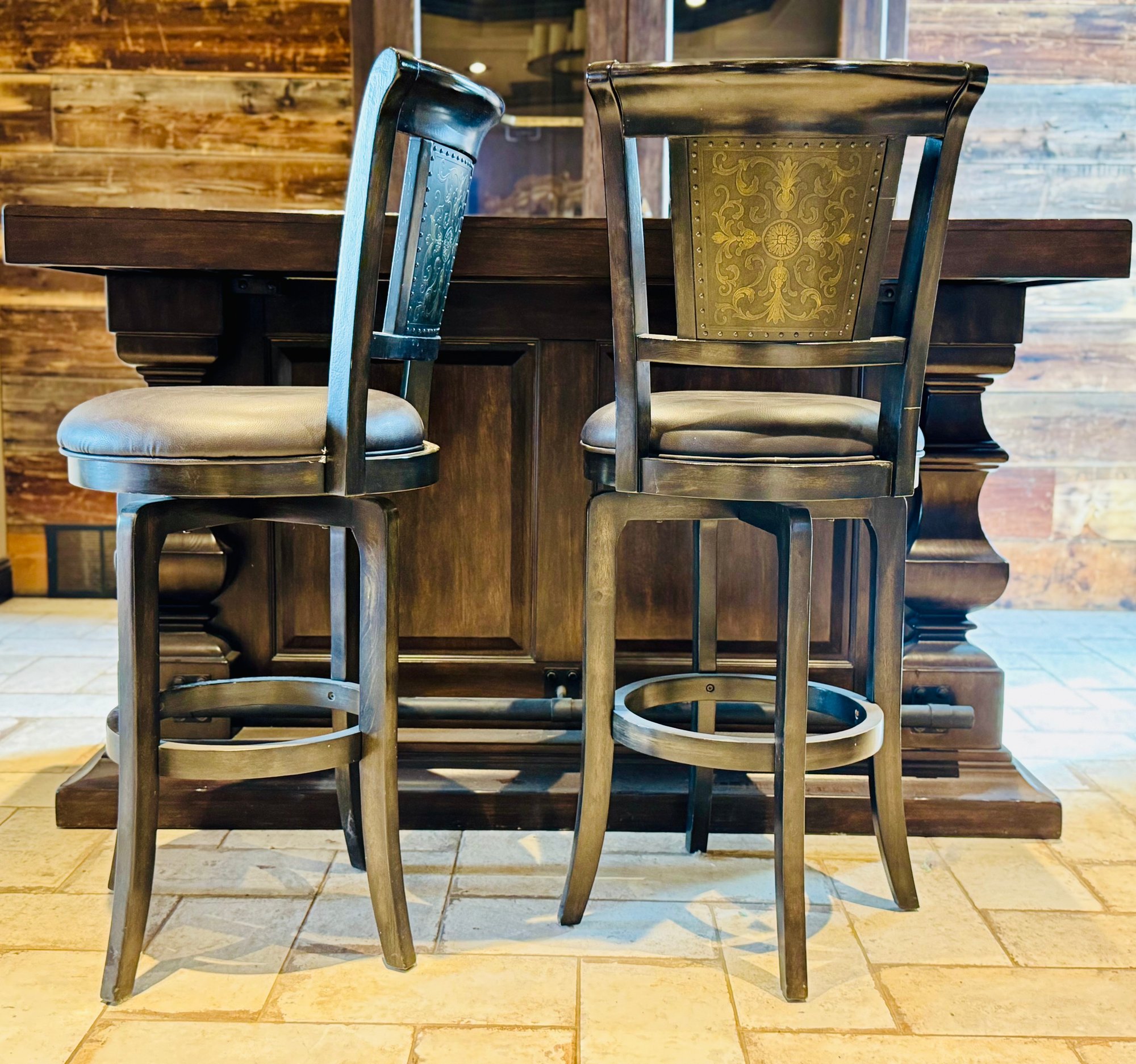 Pair Of Hillsdale Furniture Camille Dark Brown Counter Height