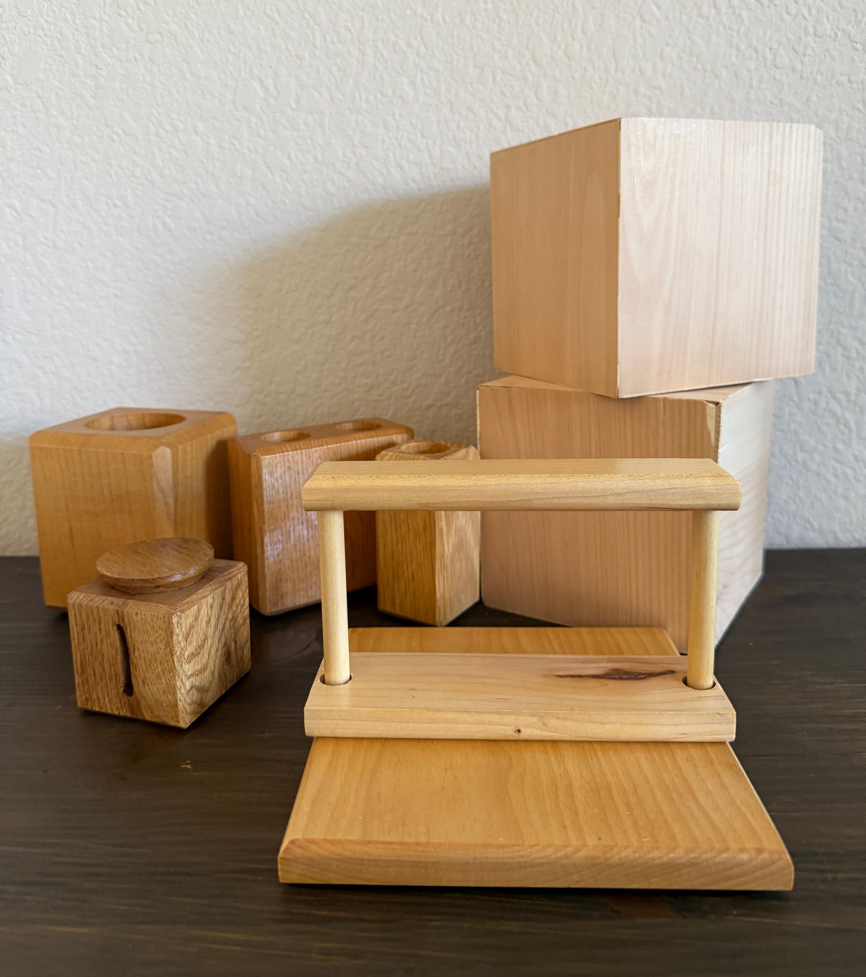 Assorted Handmade Wooden Deskware And Wood Veneer Riser Bricks #221355 ...