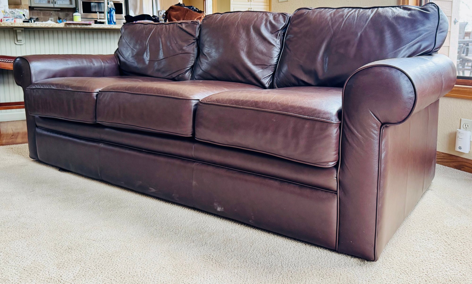 Leather Lazyboy Three Seat Sofa #275074 | Auctionninja.com
