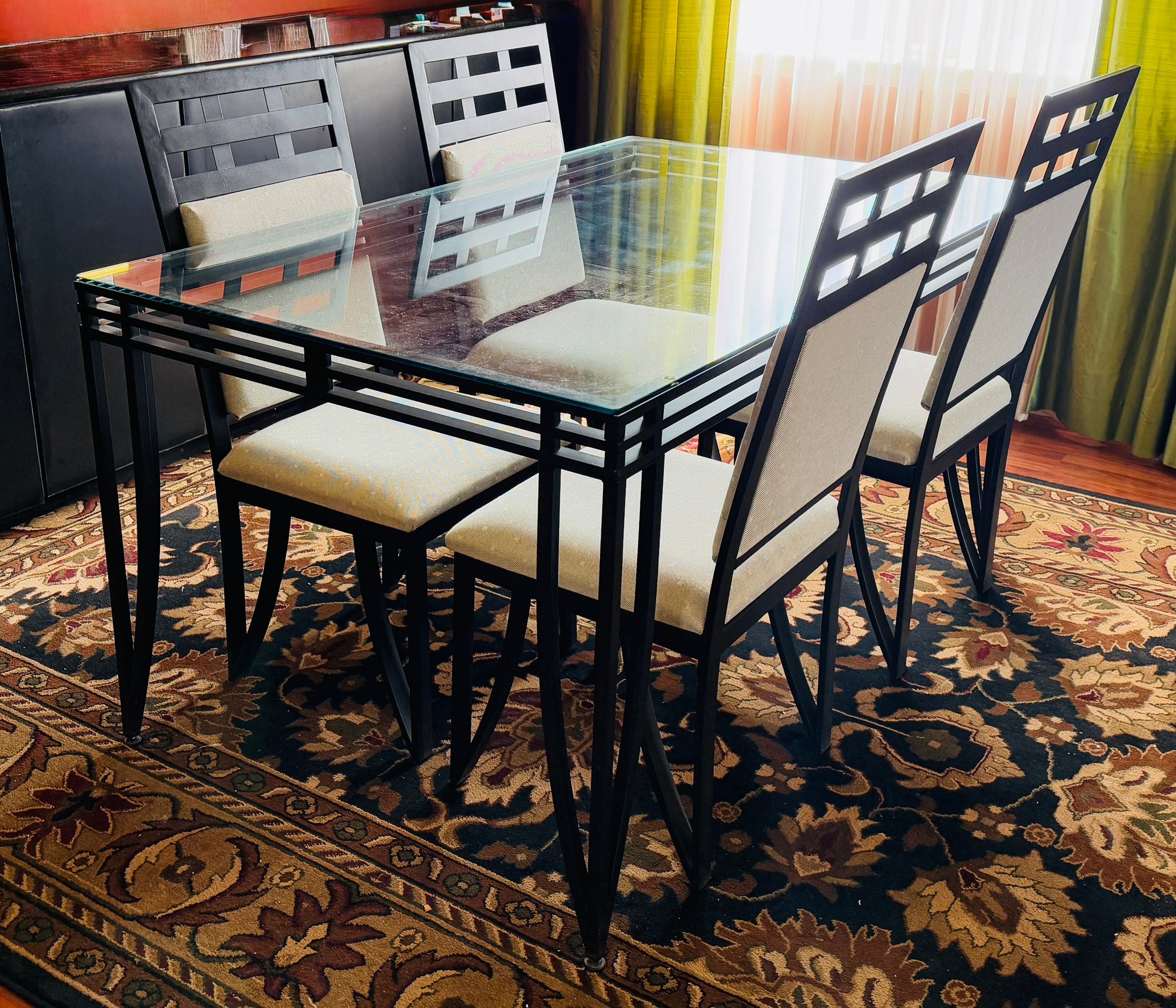5 Piece Matrix Style Dining Set With Glass Top Table And Chairs #229973 ...