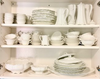 Vintage White Porcelain Dinnerware Set In The Haviland Ranson Pattern From Limoges, France