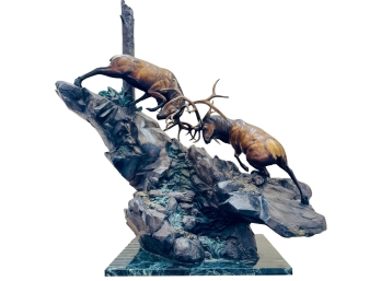 'The Battle' Bronze Sculpture By American Artist Rip Caswell Limited Edition 43/90