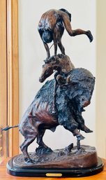 Buffalo Horse Bronze Sculpture By Frederic Remington Limited Edition 33/100
